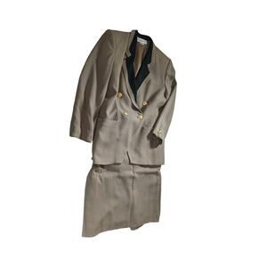 CHRISTIAN DIOR Vintage blazer and skirt suit set business Women's Size 14 Brown